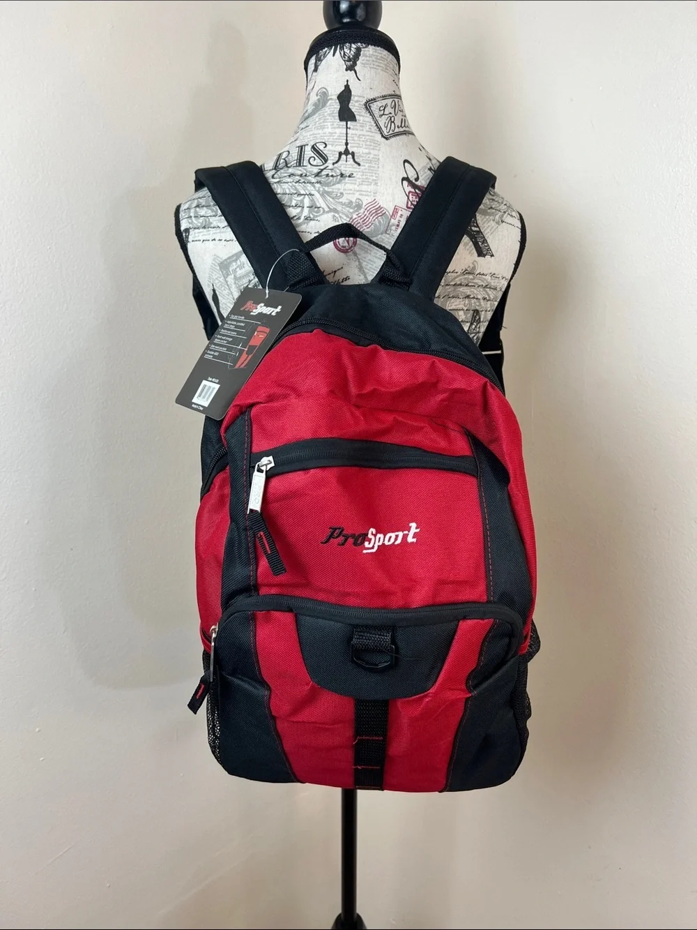 ProSport B2433 Red & Black Backpack School Travel Daypack NWT